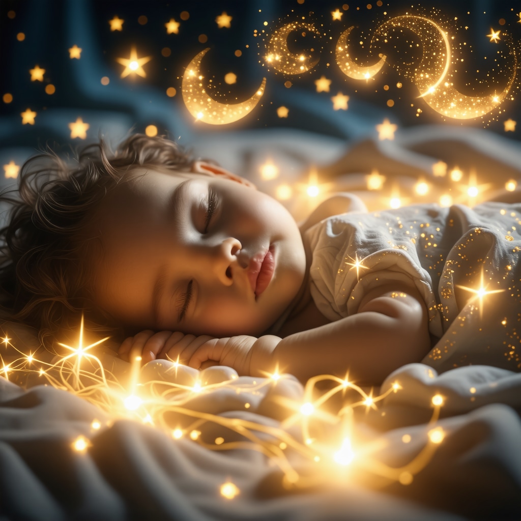 Illustration of a sleeping baby enveloped in glowing Islamic calligraphy representing spiritual and divine dream messages