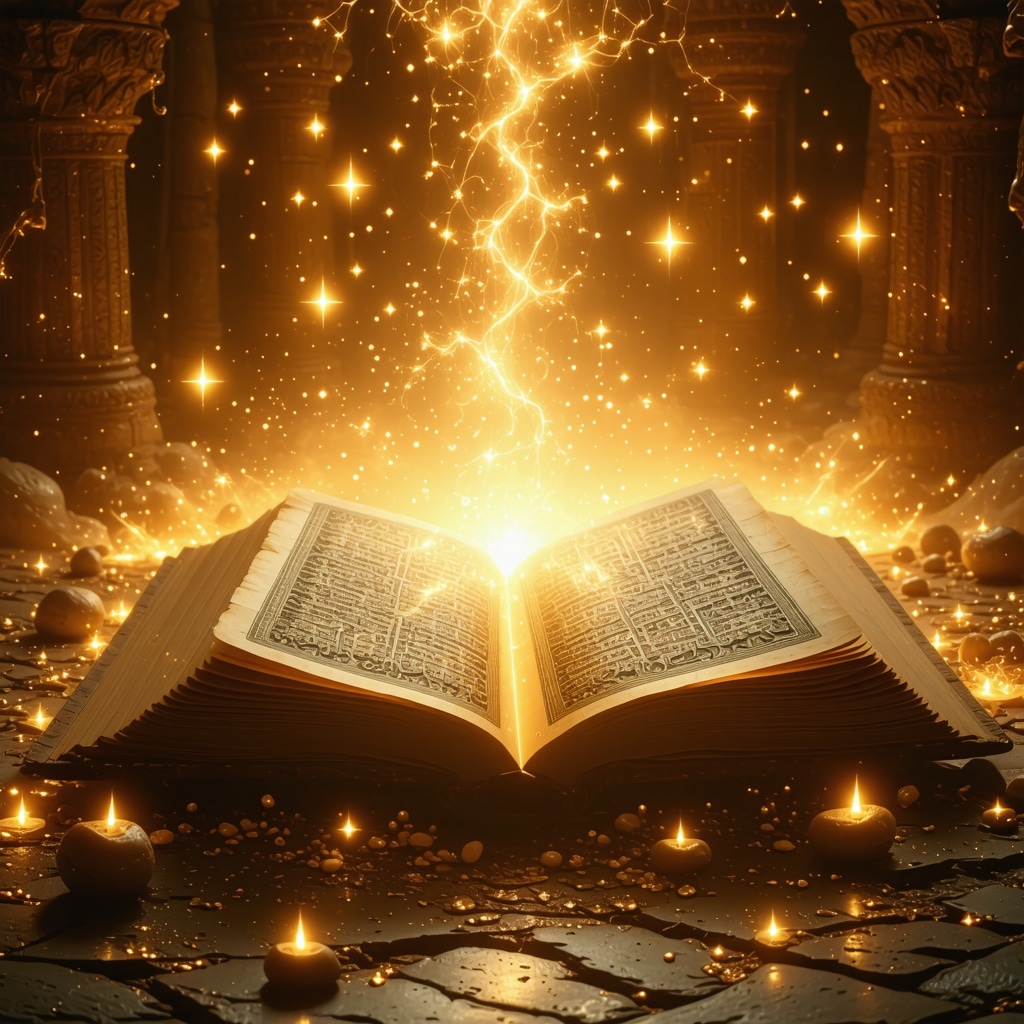 Golden light illuminating Islamic manuscript symbolizing esoteric dream interpretation
